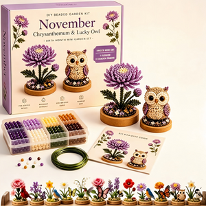 DIY Beaded Flower & Animal Craft Kit, Handmade Beading Ornament Making Set for Birthday Gift & Home Decor