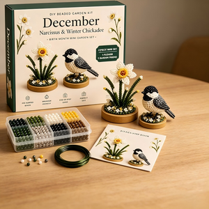 DIY Beaded Flower & Animal Craft Kit, Handmade Beading Ornament Making Set for Birthday Gift & Home Decor