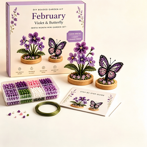 DIY Beaded Flower & Animal Craft Kit, Handmade Beading Ornament Making Set for Birthday Gift & Home Decor