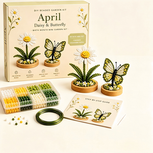 DIY Beaded Flower & Animal Craft Kit, Handmade Beading Ornament Making Set for Birthday Gift & Home Decor