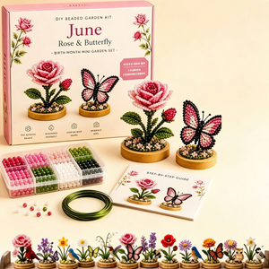 DIY Beaded Flower & Animal Craft Kit, Handmade Beading Ornament Making Set for Birthday Gift & Home Decor