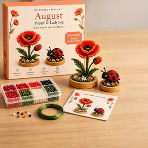 DIY Beaded Flower & Animal Craft Kit, Handmade Beading Ornament Making Set for Birthday Gift & Home Decor