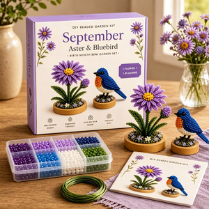 DIY Beaded Flower & Animal Craft Kit, Handmade Beading Ornament Making Set for Birthday Gift & Home Decor
