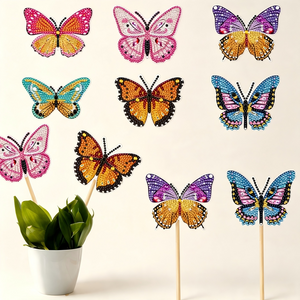 Butterfly Diamond Painting Garden Stakes - 8 Pack DIY Kit