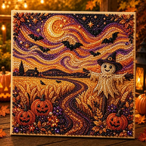 Halloween Pearl Drill Diamond Painting 20×20cm DIY Craft Kit | Unstretched Canvas or Pre‑Stretched Wooden Frame for Wall Art & Holiday Gifts