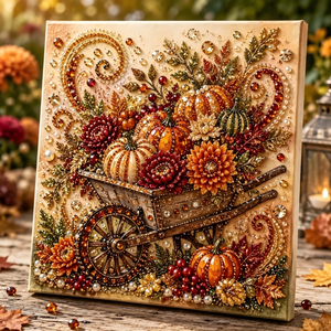 Autumn Harvest Pearl Painting DIY Kit, 20×20cm, Unframed / Stretched Canvas Optional
