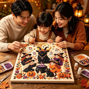 Halloween Pearl Drill Diamond Painting 20×20cm DIY Craft Kit | Unstretched Canvas or Pre‑Stretched Wooden Frame for Wall Art & Holiday Gifts