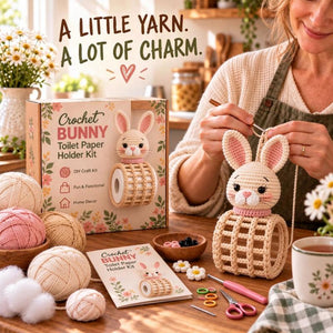 Cute Animal Crochet DIY Kit, Handmade Toilet Roll Holder Craft Set for Home Decor & Gift