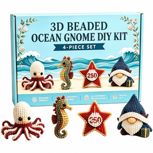 3D Beaded Figurine DIY Craft Kit Set for Beginners, Holiday Handmade Decor Making Supplies Creative Gift