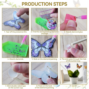 Butterfly Diamond Painting Garden Stakes - 8 Pack DIY Kit