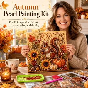 Autumn Harvest Pearl Painting DIY Kit, 20×20cm, Unframed / Stretched Canvas Optional