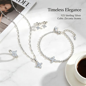 "Dainty Clover 4-Piece Set | Necklace, Bracelet, Earrings & Ring"