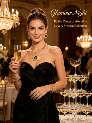 "Medusa Jewelry Collection - Greek Key 4-Piece Sets | Gold & Silver"
