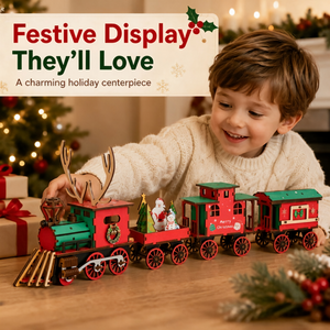 Buildable Wooden Christmas Train DIY Kit | Festive Tabletop Holiday Decor & Family Craft Gift