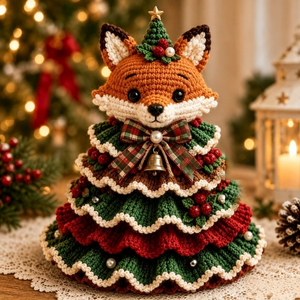 Owl Christmas Tree Crochet Kit, DIY Handmade Amigurumi Craft Supplies for Parent‑Child Holiday Making, Xmas Decor Crochet Starter Kit with Yarn Accessories & Tutorial