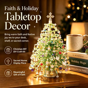 DIY Beaded Tabletop Christmas Tree Craft Kit, Seasonal Handmade Mini Lighted Ornament, Multi-theme Desktop Decoration, Creative Holiday Gift for Craft Lovers