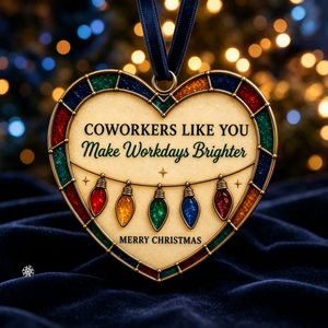 Heartfelt Stained Glass Heart Christmas Ornament 8×8cm(3.15in), Personalized Sentiment Keepsake Gift for Coworkers, Neighbors, Friends & Family