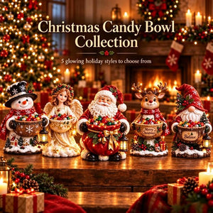 Light Up Christmas Candy Bowl Resin Figurine, Hollow Storage Bowl Holiday Tabletop Decor & Gift