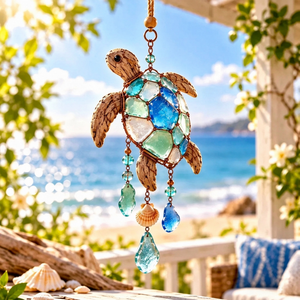 Coastal Acrylic Suncatcher | Ocean Hanging Window Decor, 5.91in & 7.87in Options, Perfect Gift for Beach Lovers