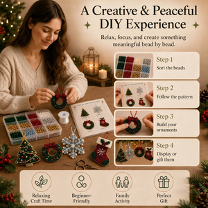 Christmas Bead DIY Craft Kit, Make Handmade 3D Cat Figurines & Festive Hanging Ornaments, All-Inclusive Beginner Beading Supplies for Family Holiday Crafts, Xmas Table Decor & Handmade Gifts