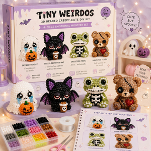 3D Beaded Figurine DIY Craft Kit Set for Beginners, Holiday Handmade Decor Making Supplies Creative Gift