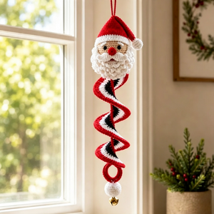 DIY Crochet Kit, Christmas Spiral Hanging Ornament, Handmade Xmas Tree Decor with Yarn, Hook and Instructions, Holiday Craft Gift for Beginners