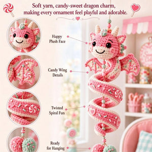 8‑Pack Handmade Crochet Spiral Dragon Hanging Ornaments | Collectible Themed Home Decor Gift Set