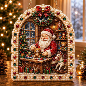 DIY Christmas Diamond Art Hanging Ornament, Festive Mixed Bead Wall Hanging Craft Kit for Holiday Home Decor & Unique Handmade Gift