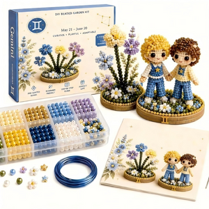 All-in-One 3D Bead Art Kit, No Glue DIY Beading Set for Home Decor & Birthday Gift