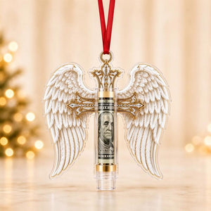 Christmas Cash Holder Ornament, Creative Acrylic Money‑Hanging Decor, Unique Surprise Gift for Christmas Tree Decoration & Holiday Gift Giving