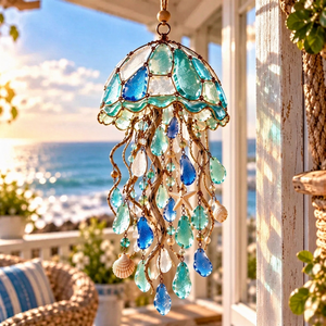 Coastal Acrylic Suncatcher | Ocean Hanging Window Decor, 5.91in & 7.87in Options, Perfect Gift for Beach Lovers