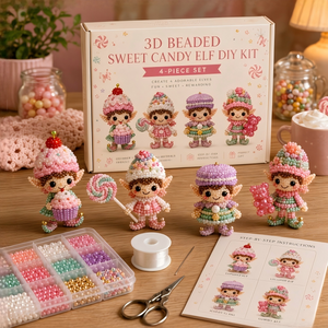All-in-One 3D Beading DIY Kit Series – Cute Elves, Zodiac Dragons & Princess Dresses Handmade Gift for Beginners