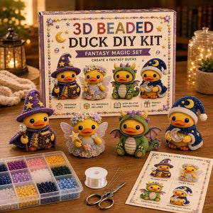 3D Beaded Duck DIY Kit, Complete Beading Craft Supplies to Make 4 Cute Duck Ornaments, Beginner Handmade Gift for Adults and Teens