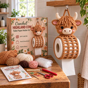 Cute Animal Crochet DIY Kit, Handmade Toilet Roll Holder Craft Set for Home Decor & Gift