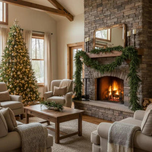 Artificial Cedar Garland, 6 FT Realistic Greenery Garland for Indoor & Outdoor Christmas Mantel, Staircase and Doorway Holiday Decor