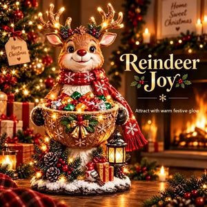 Light Up Christmas Candy Bowl Resin Figurine, Hollow Storage Bowl Holiday Tabletop Decor & Gift