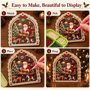 DIY Christmas Diamond Art Hanging Ornament, Festive Mixed Bead Wall Hanging Craft Kit for Holiday Home Decor & Unique Handmade Gift