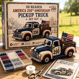 3D Beaded Vehicle DIY Craft Kit, Create Your Own Retro Truck & School Bus Bead Model, Beginner Handmade Art Decor Gift for Adults Teens