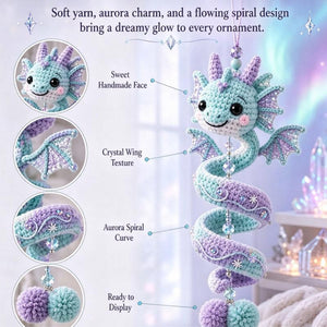 8‑Pack Handmade Crochet Spiral Dragon Hanging Ornaments | Collectible Themed Home Decor Gift Set