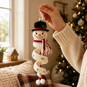 DIY Crochet Kit, Christmas Spiral Hanging Ornament, Handmade Xmas Tree Decor with Yarn, Hook and Instructions, Holiday Craft Gift for Beginners