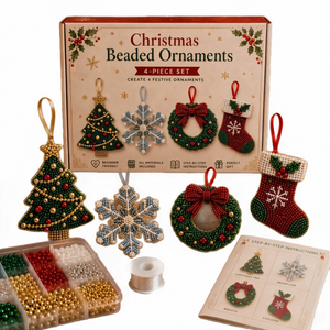 Christmas Bead DIY Craft Kit, Make Handmade 3D Cat Figurines & Festive Hanging Ornaments, All-Inclusive Beginner Beading Supplies for Family Holiday Crafts, Xmas Table Decor & Handmade Gifts