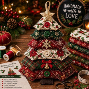 DIY Fabric Tree Ornament Sewing Kit | Hand‑Stitched Seasonal Holiday Craft Kit for Beginners, Complete Pre‑Cut Fabric Handmade Decor Gift Set