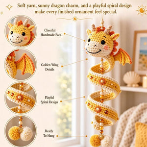 8‑Pack Handmade Crochet Spiral Dragon Hanging Ornaments | Collectible Themed Home Decor Gift Set