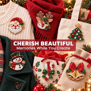 6Pcs DIY Christmas Diamond Art Brooch Kit, Handmade Rhinestone Pin Holiday Craft Gift