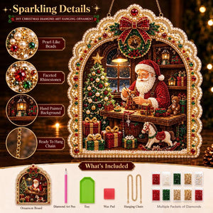 DIY Christmas Diamond Art Hanging Ornament, Festive Mixed Bead Wall Hanging Craft Kit for Holiday Home Decor & Unique Handmade Gift
