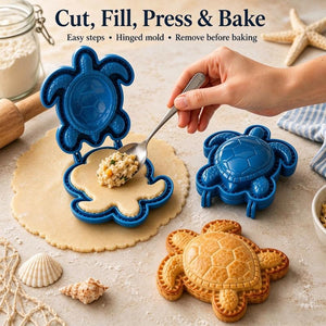 Ocean Animal Mini Pie Molds Set, 8Pcs Reusable Hinged Press‑Type Stuffed Pastry Molds, Sea Creature Cookie Molds for DIY Baking, Family Party & Holiday Dessert Making