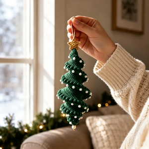 DIY Crochet Kit, Christmas Spiral Hanging Ornament, Handmade Xmas Tree Decor with Yarn, Hook and Instructions, Holiday Craft Gift for Beginners