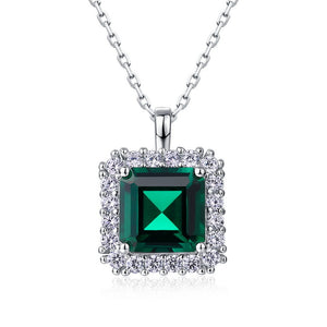Old Money Style Emerald Halo Necklace Earrings Ring Jewelry Kit