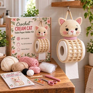 Cute Animal Crochet DIY Kit, Handmade Toilet Roll Holder Craft Set for Home Decor & Gift