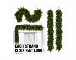 Artificial Cedar Garland, 6 FT Realistic Greenery Garland for Indoor & Outdoor Christmas Mantel, Staircase and Doorway Holiday Decor